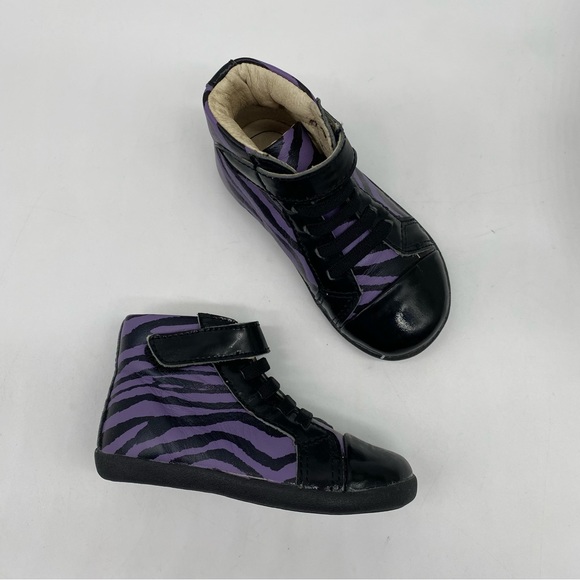 Old Soles Toddler girls Bondi high too purple zebra leather sneakers size 6 - Picture 1 of 6